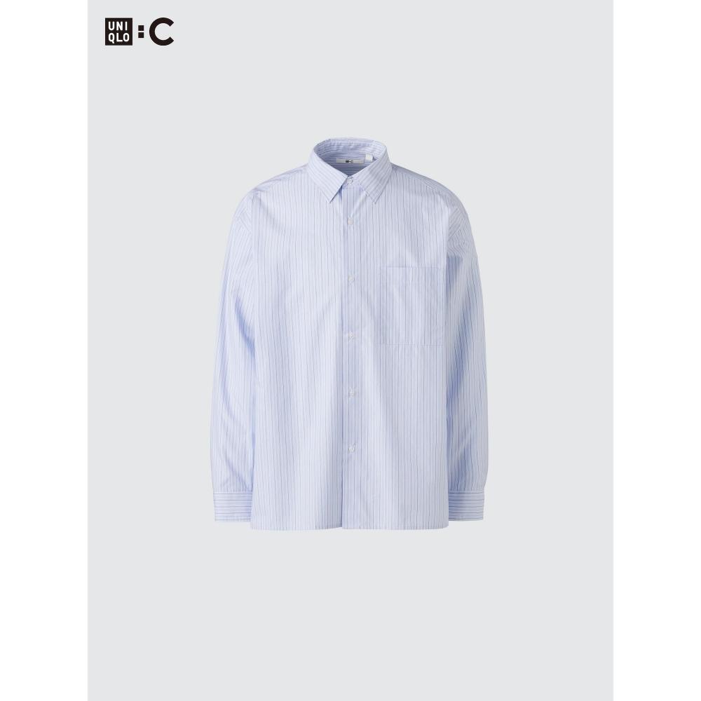 Uniqlo Японская Широкая Оверсайз Рубашка в Полоску