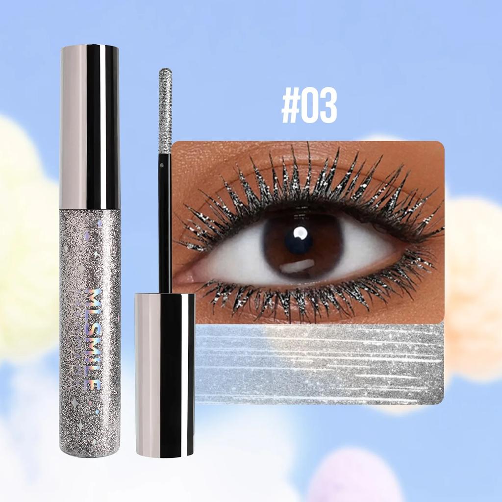Sparkling Gold Diamond Mascara Glitter Pearlescent Small Metal Bar Waterproof Fast Dry Eyelash Curl Extension Christmas Makeup
