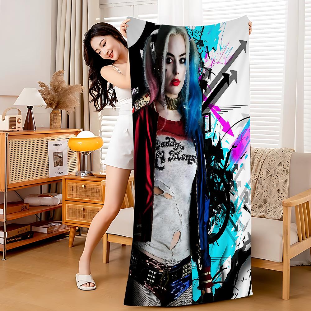 H-HarleyS Cool Q-Quinn Beach Towel Cartoon Cute Summer Kids Large Bath Pool Beach Towel Microfiber Absorbent For Swimming Travel