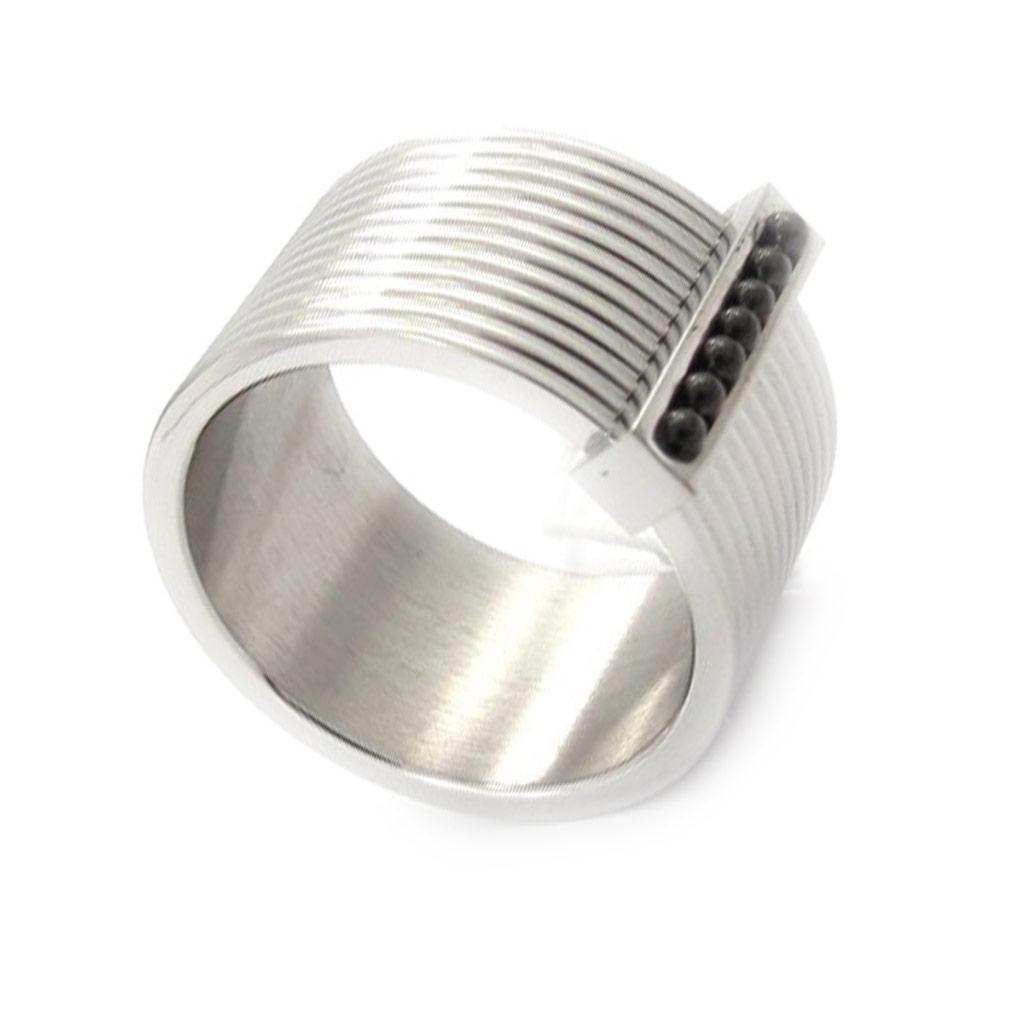 Steel Ring 'Chorégraphie' Black Silver