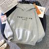 Long Sleeves Front Pocket Drawstring Fleece Lining Pullover Hoodie Autumn Winter Letter Printed Loose Women Sweatshirt Streetwear