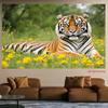 2D plane 1 piece - Horizontal banner fabric with a tiger-striped yellow flower background suitable for home decoration