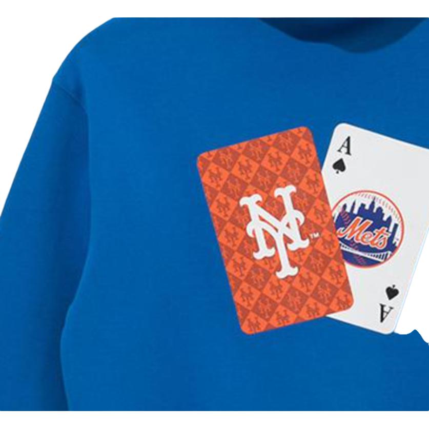 New Era FW22 MLB Логотип Печать на спине Покер Худи с длинным рукавом Мужские худи Синий 13338702
