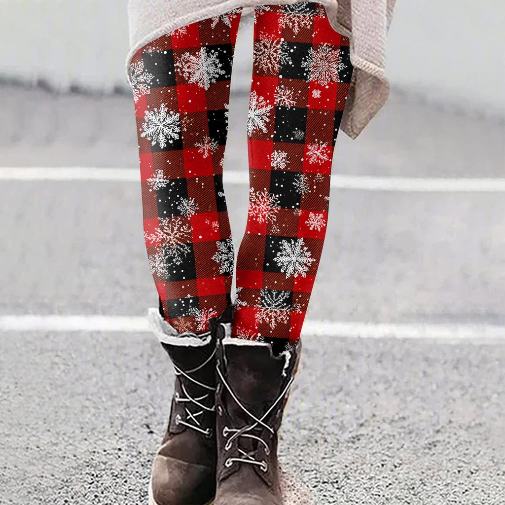 Женские рождественские облегающие эластичные повседневные брюки для йоги