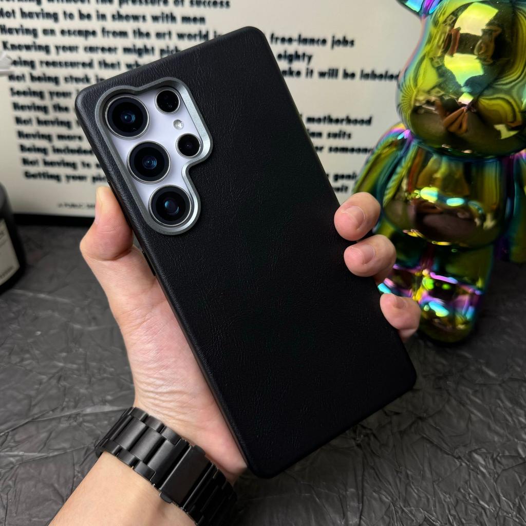 business leather phone case for Samsung Galaxy S25 Ultra S24 U S23 magnetic Wireless Charging retro anti drop protective Cover