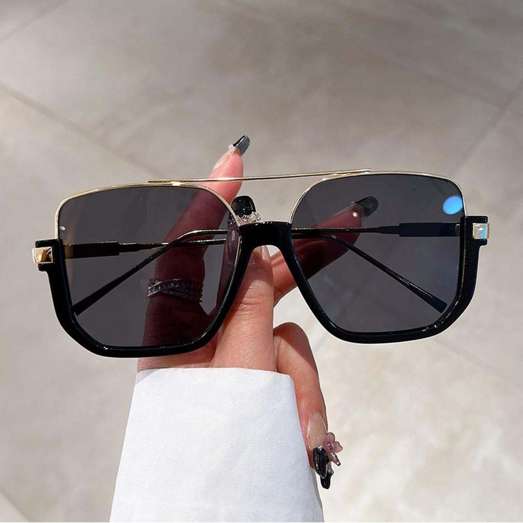 Fashion Oversized Retro Square Sunglasses Men Women  Double Bridge Shades Eyewear  Design Uv400 Sun Glasses
