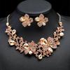 European & American Statement Necklace & Earring Set - Women's Fashion Alloy Chain & Floral Bridal Accessories