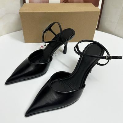 Модные сандалии с ремешком и пряжкой, женские, с острым носком, дизайнерские, класса люкс, для вечеринки, свадьбы, на шпильке, лаконичного дизайна, на высоком каблуке, женские туфли для платья