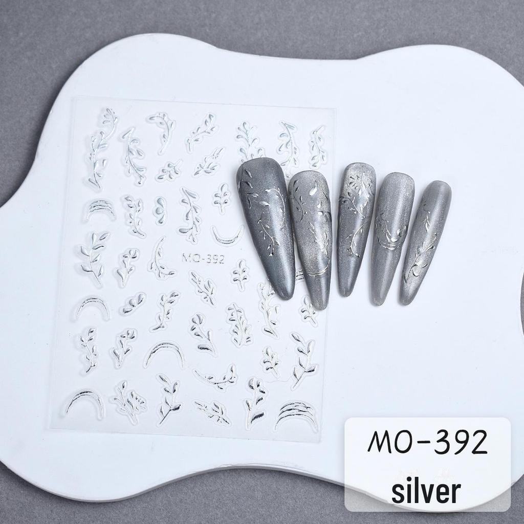 Наклейки для ногтей «Золотой лист» Золотые ветви и нефритовые листья - Наклейки в китайском стиле