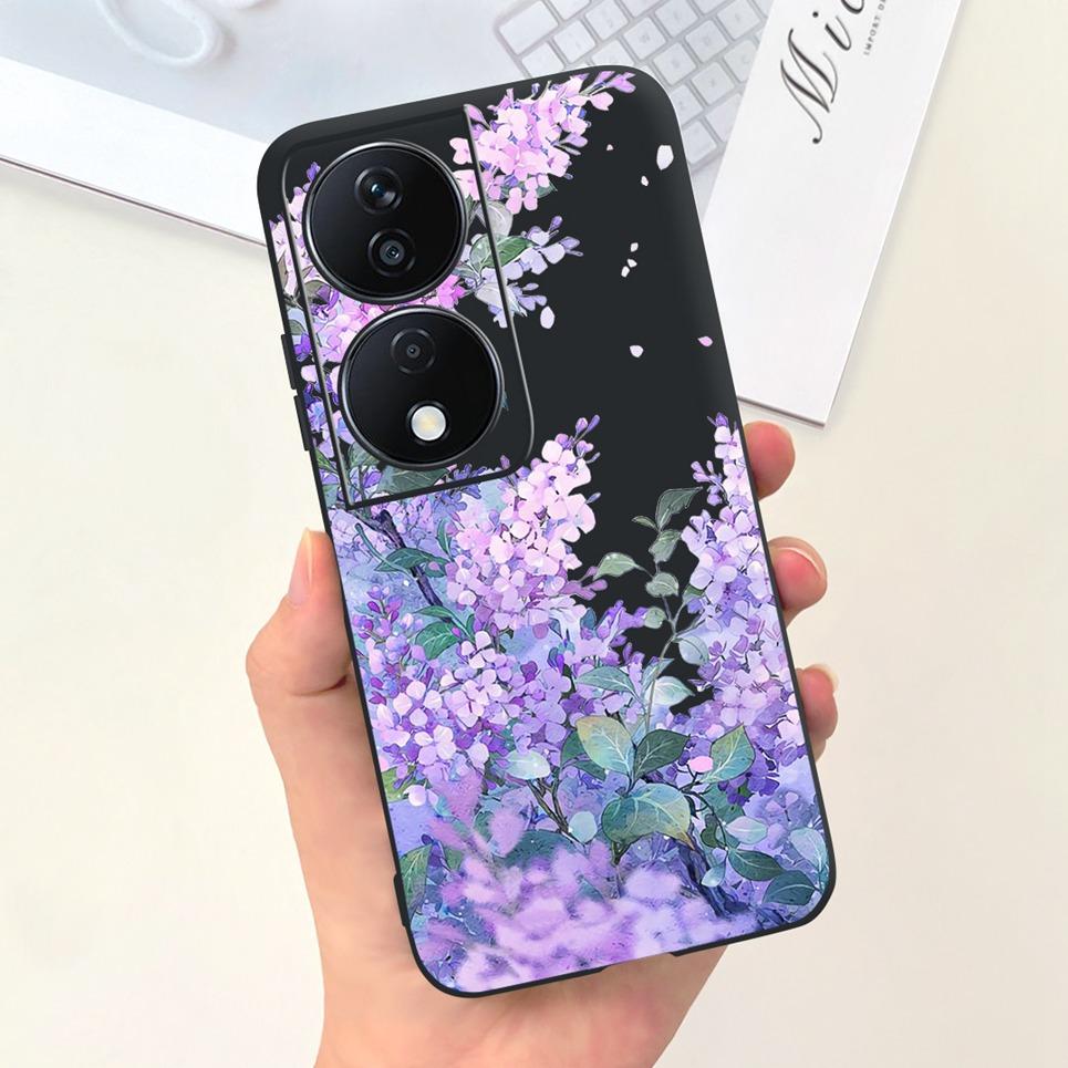 Чехол для Honor X7b Девчачий Модный Цветочный Чехол Бампер для Huawei HonorX7b CLK-LX1 CLK-LX2 6.8" Ударопрочный Мягкий Силиконовый Чехол