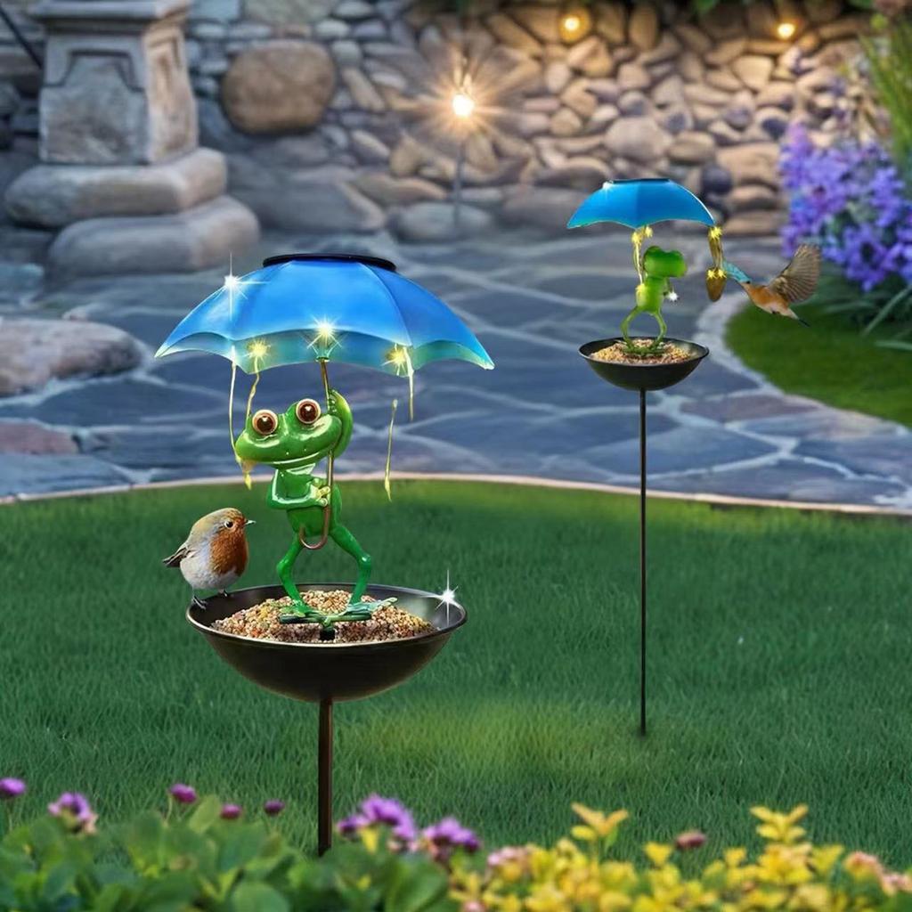 Солнечная кормушка для птиц, садовый декор, уличные солнечные фонари, фигурные фонари с зонтиком, декоративные фонари для дорожек, кормушка для колибри, садовое украшение