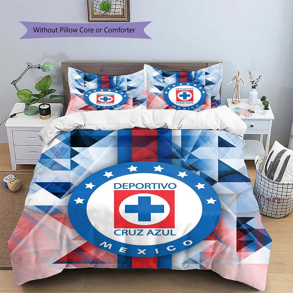 Cruz Azul Pattern Bedding Quilt Set Home Decoration Gift (1 * duvet cover + 2 * pillowcase without core)