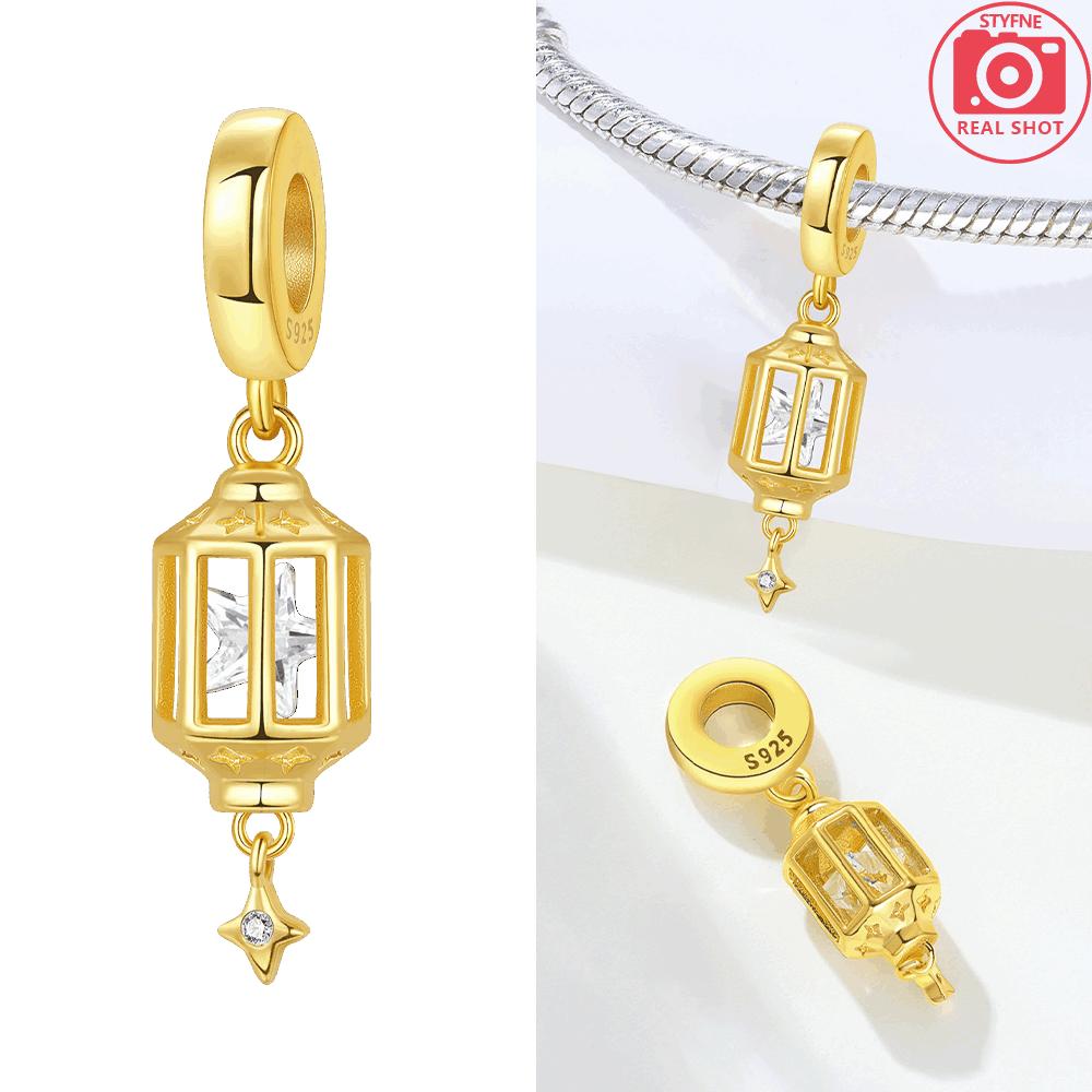 Authentic Original Copper Metal Gold Football Trophy Pendant Bead Component Necklace Star Lantern Woman's Bead Component Compatible With Bracelet