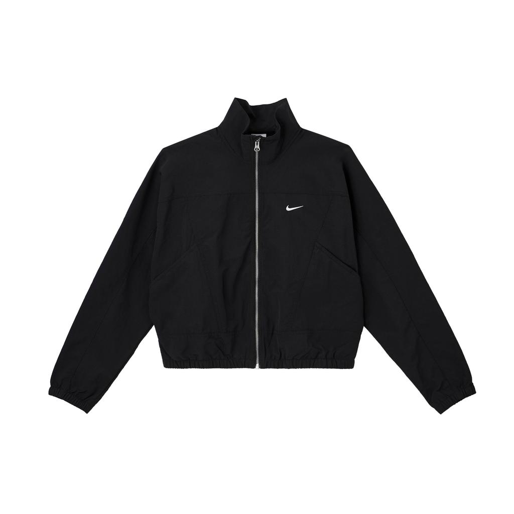 Nike Solid Color Zip Collar Short Sleeve Jacket Women Jackets Black HJ1000-010