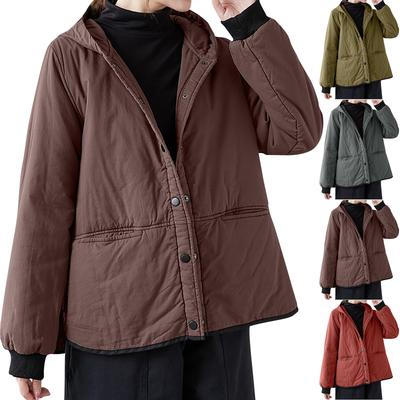 Женская свободная удобная повседневная модная хлопковая куртка с капюшоном однотонная