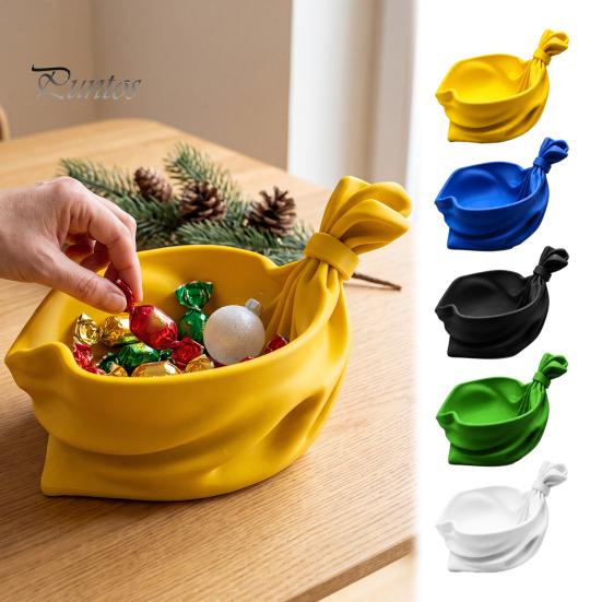Colorful Holiday Decoration 3D Printed Gift Bag Shaped Storage Tray, Pleated Catchall Bowl for Candy, Versatile Desk Accessory Festive Table