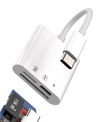 Многопортовый адаптер-хаб USB-C (3-в-1) Совместимо с Apple iPhone 15 Pro Max Plus, iPad Air, Mini, Зарядка Type-C, Устройство для чтения SD-карт, Micro TF-карта,