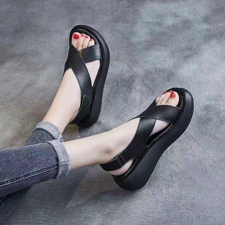 Fashion Sandals Women Summer Thick Soled Summer New Female Sandals Fish Mouth Open Toe Breathable Wedge Sandals Sandalias De Mujer
