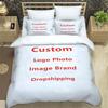 100% Pure Cotton Personalized Gift Bedding Set 3Pcs - Valentine/Wedding/Christmas Custom Print