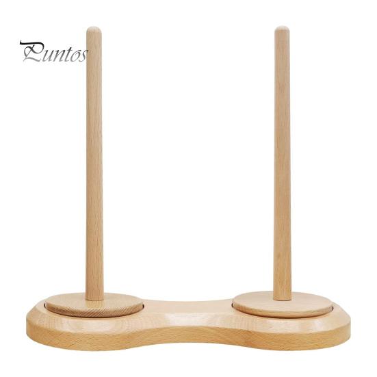 Wooden Yarn Holder Single or Double Yarn Skein Holder Desk Yarn Thread Dispenser Spinner for Crocheting Twirling Yarn Knitting Embroidery Accessory