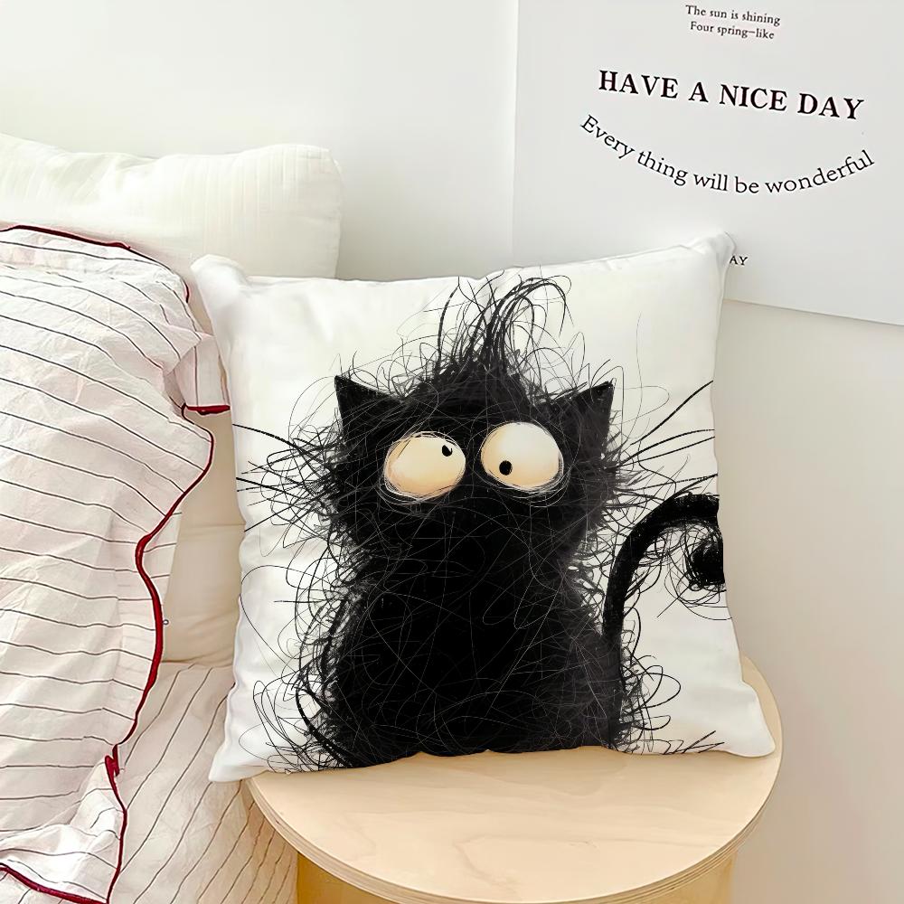 Чехол для подушки Whimsical Cat Art, для дивана, гостиной, спальни, изголовья, спинки, квадратная подушка, наволочка для сна