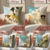 Cute Dog Invitation Play Pillow Case Comfort Sofa Bed Silky Elegant Invisible Zipper Decorative Cushion Cover