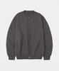 LETTERCOMO [Free Scarf] Essential Plain Round Knit Cardigan Dark Gray