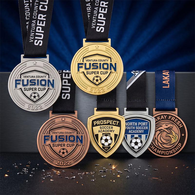 Custom Zinc Alloy Embossed Medals for Marathon & Football Events