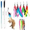 Relieve Boredom Cat Feather Bell Teaser Rod With Bell Refills Interactive Cat Toys for Indoor Cats