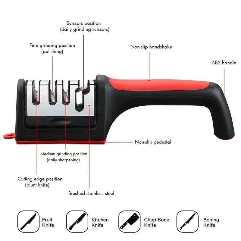 4 Stages Knife Sharpeners Multifunctional Portable Knife Sharpener For Outdoor Camping Knife Sharpener Household Kitchen Gadgets