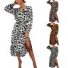 Европейское и американское сексуальное платье с V-образным вырезом и леопардовым принтом на завязках