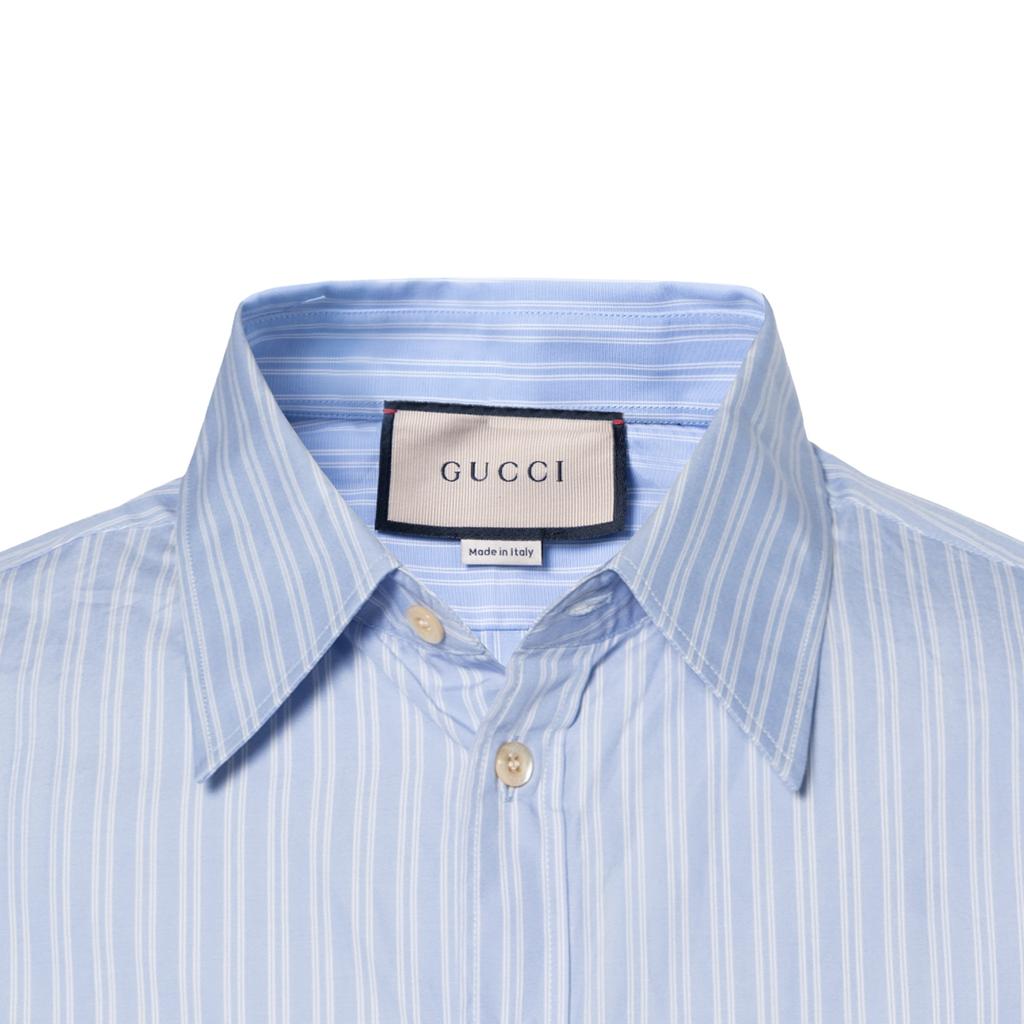 Gucci Striped Cotton Shirt With Pocket 'Blue White' Men's 703396-ZAI4C-4421