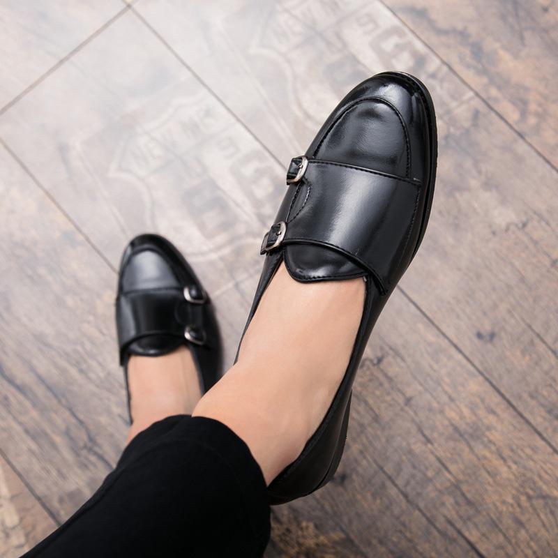 Мужские кожаные туфли-монки кросс-бордер: Полированный заостренный носок, британский стиль для формальной и повседневной носки