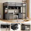 90x200cm Loft Bed, Children Bed, Bed Above, Table Below, Large Storage Space, High Railing, Stable Stairs,