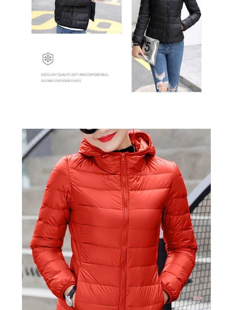 Женская стеганая куртка с капюшоном - Короткая, Большого размера, Толстая, Теплая, в корейском стиле, Простая повседневная мода, Легкая верхняя одежда.