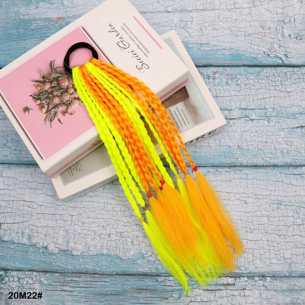 Резинка для волос Короткое Цветное Плетеное Наращивание Волос Хвост Радужный Разноцветный Синтетический Хвост для Девочек Ежедневное Вечернее Использование