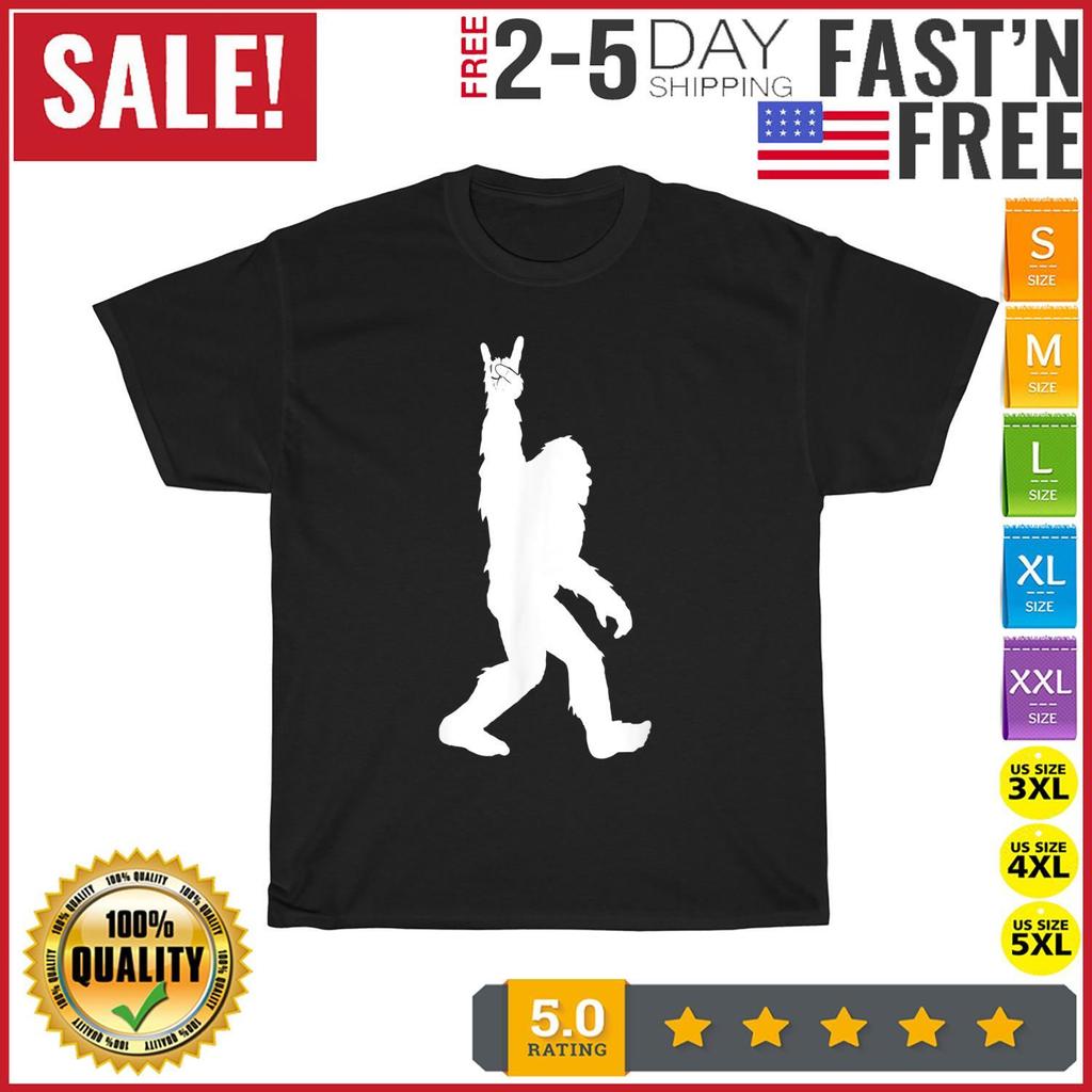 Funny Bigfoot Rock and Roll Vintage T Shirt Mens Womens Tees Top Men Fashion 2023 Women T Shirt Mens Womens Tees Top Short