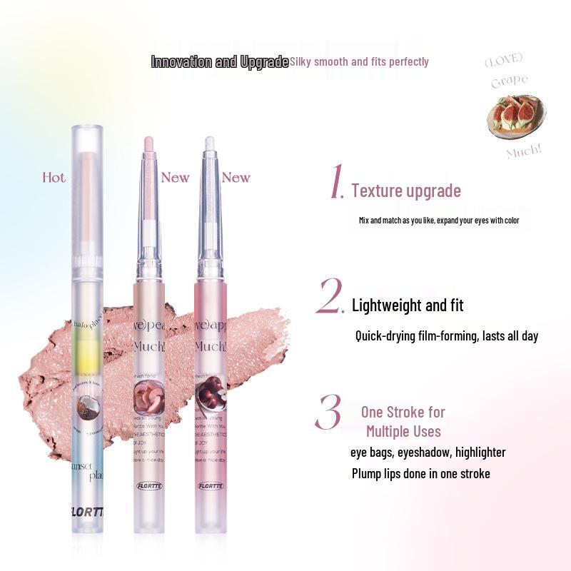 FLORTTE Жемчужный мерцающий гель-карандаш для области под глазами - Стойкий, хайлайтер-карандаш для век