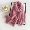 Blue Scarf Elegant Woman Chiffon Shawl Cotton Scarf Women Red Burgundy Scarf Scarves for Ladies XWJ09