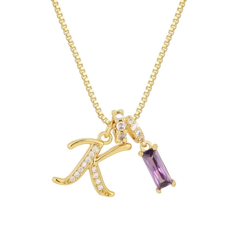 Adjustable Letter Jewelry Hypoallergenic Shiny Zircon Embedded Geometric Pendant Necklace Geometric Design Dopamine Style