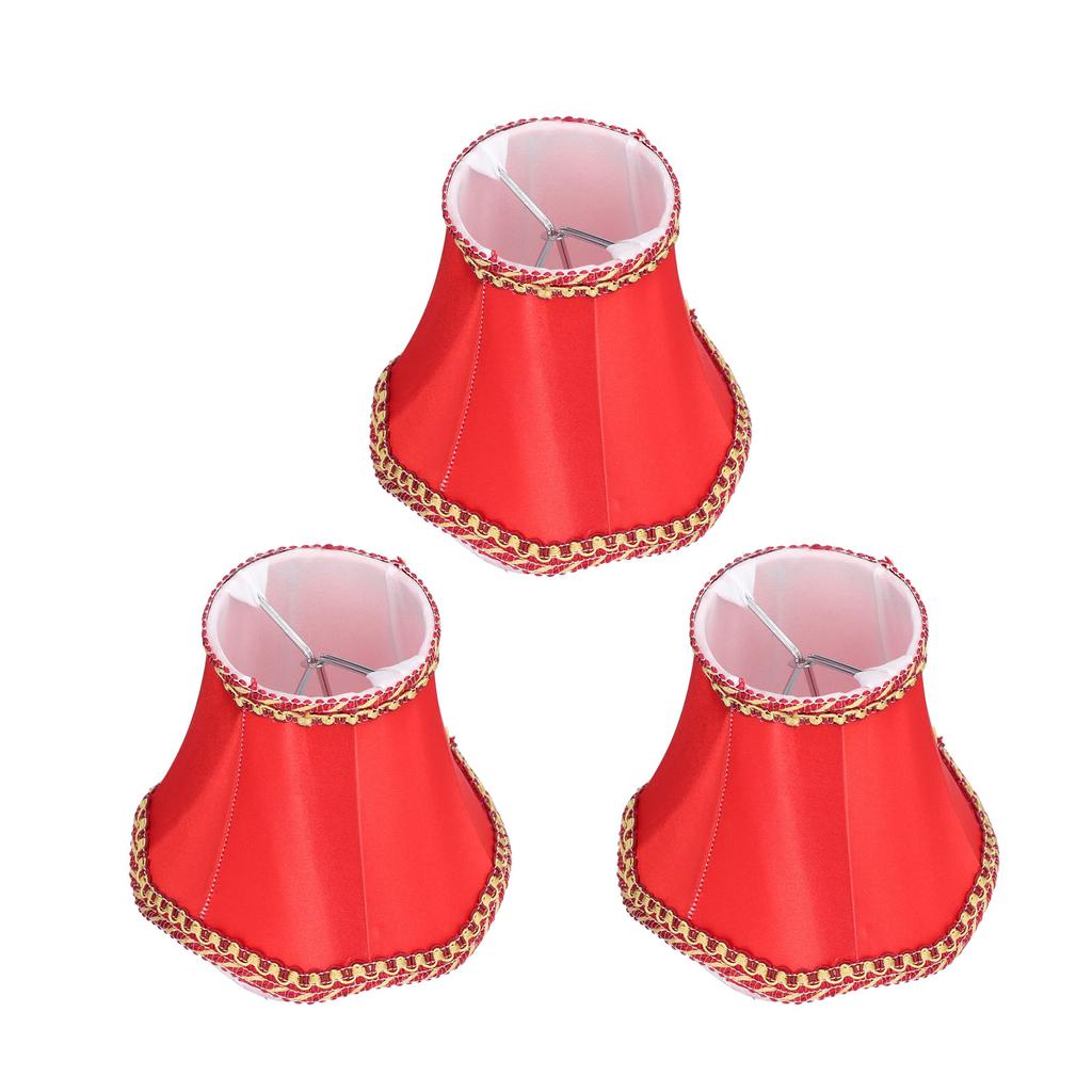 3pcs E14 Fabric Lamp Shade Modern Clip‑On Lampshade for Home Wall Candle Lamps Chandelier Red Candle Lamp Shade E14 Lamp Shade