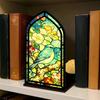 Gothic Book Nook Suncatcher Stained Glass Candle Holder Window Bookshelf Insert Diorama for Library Decor Bookish Gifts for Readers Book Lovers