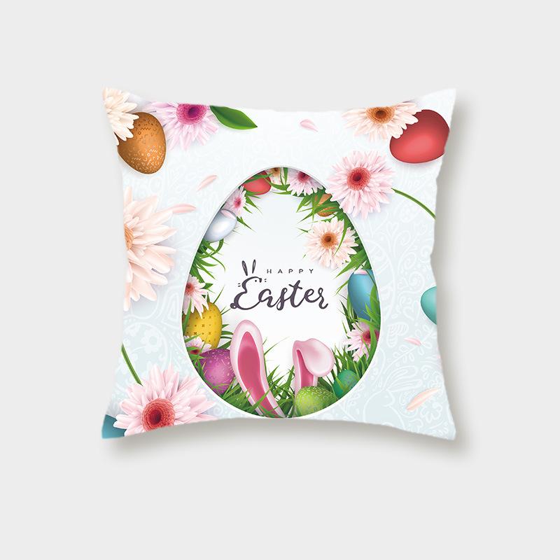 Easter Bunny Pastoral Farm Pillowcase Sofa Bedside Print Easter Egg Animals Leaning On The Waist Pillow
