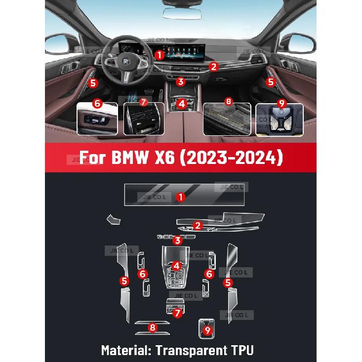 Anti-scratch Car Interior Center Console Media Dashboard Navigation TPU Protector Film For BMW X6 2024 Sticker