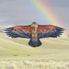 1.1m Plane Eagle Kite Rainproof Silk Fiberglass Pole Flying Bird Kite with 30m Kite Line Outdoor Toy for Kids Over 6 Years Old