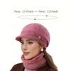 Women's Warm Knitted Winter Hat Warm Hat with Padded Fleece Lining and Ear Protection with Sun Visor Brim