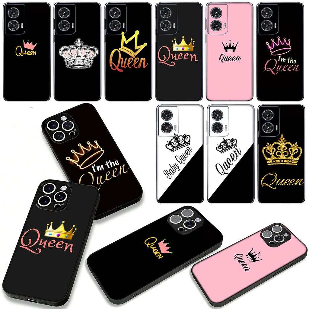 Queen King Princess Crown Phone Cover Case for Apple iPhone 16 15 14 Plus 13 12 Mini 17 Pro Max + 16E Air 16+ ProMax Casing