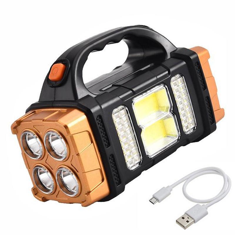 Multifunctional Solar LED+COB Light With Handle USB Charging Waterproof For Outdoor Camping Safety Emergency At Night