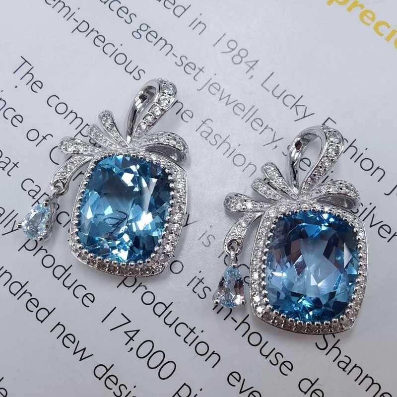 Sace Gems Ожерелье с подвеской из топаза из стерлингового серебра 925 пробы 10*12 мм для женщин