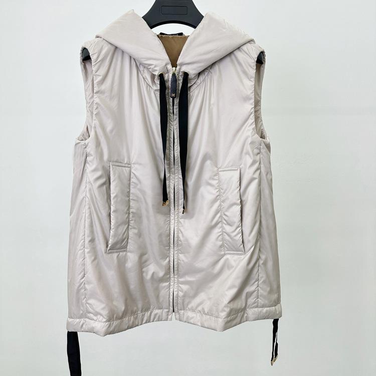 Schinteon Женский жилет с капюшоном Повседневная куртка без рукавов Простая мода Осень Зима